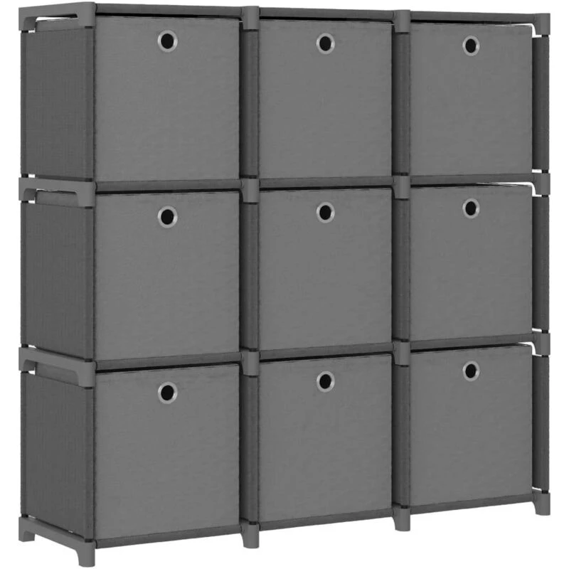 Image of VIDAXL Vidaxl - 9-Cube Display Shelf with Boxes Grey 103x30x107.5cm Fabric 8720286042700