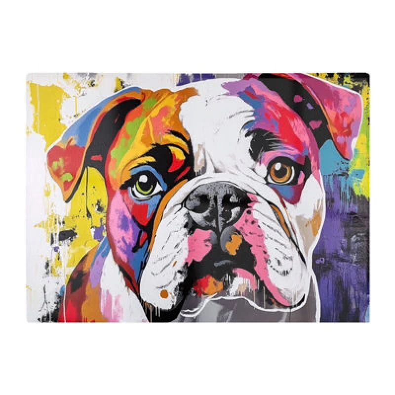 Image of Warren Reed Designer Banksy Inspired Colourful Bulldog Chopping Board
