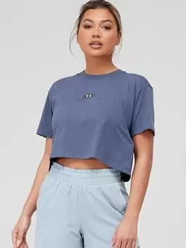 Image of Under Armour Branded Logo Crop Short Sleeve T-Shirt - Grey, Size S, Women