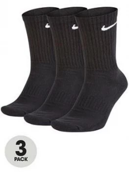 Image of Nike Everyday Cushion Crew Socks (3 Pack), Black Size M Men