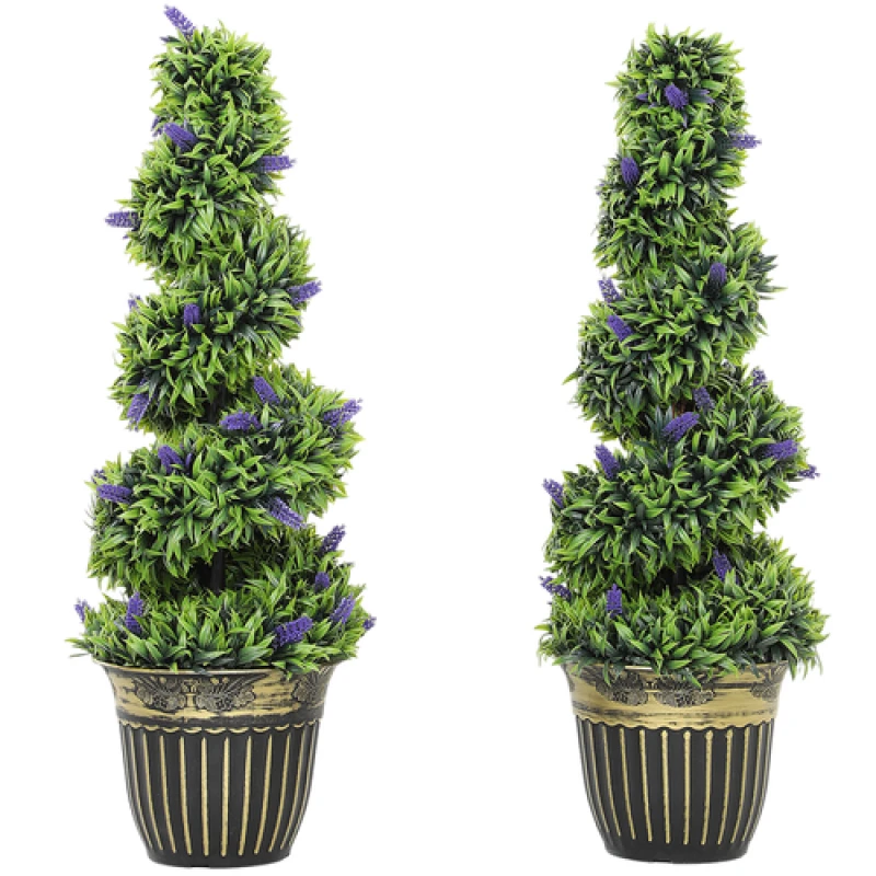 Image of HOMCOM HOMCOM Set of 2 Decorative Artificial Plants with Lavender and Pot, 90cm