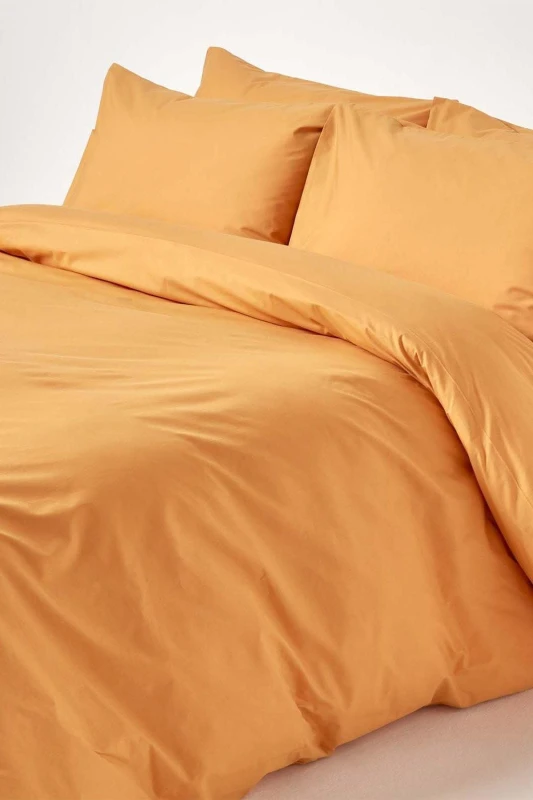 Image of Homescapes Mustard Yellow Egyptian Cotton Duvet Cover With Pillowcases 200 Tc, Double