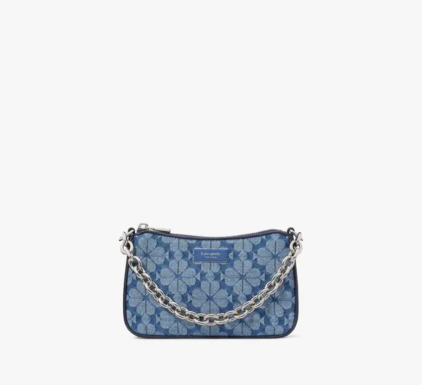 Image of Jolie Spade Flower Jacquard Denim Small Convertible Crossbody