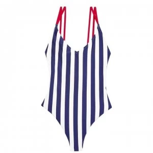 Image of Jack Wills Clifton Strappy Low Back Swimsuit - Blue Stripe