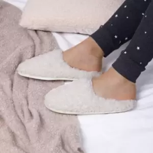 Image of totes Isotoner Cream Curly Fur Ladies Mule Slippers Cream