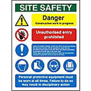 Image of Site Sign Site Safety Fluted Board 80 x 60 cm