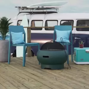 Image of Asher 22" Wood Burning Fire Pit with Grilling Surface and Cover, Green