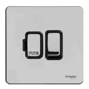 Image of Schneider Electric Ultimate Screwless Flat Plate - Switched Fused Connection Unit, 13A, GU5410BPC, Polished Chrome with Black Insert