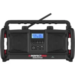 Image of PerfectPro WORKSTATION Workplace radio FM, DAB+ Bluetooth, AUX Battery charger, Hands-free, Incl. microphone, splashproof, dustproof, shockproof, rech