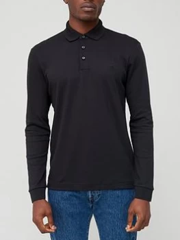 Image of Hugo Boss Pado Long Sleeve Polo Shirt Black Size 2XL Men