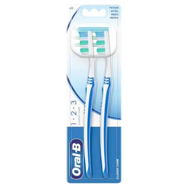 Image of Oral B 123 Classic Care Medium Toothbrush 2Pcs