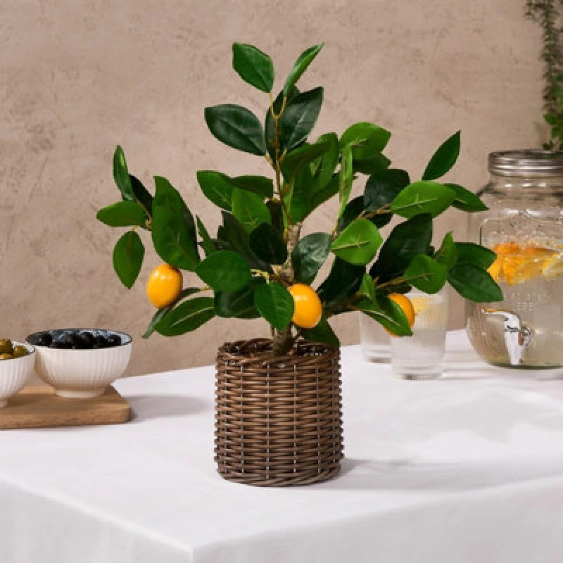 Image of OHS OHS Lemon Tree Artificial Plant Potted New Home Flat Decor Leaves Pot in Bright Yellow Bright Yellow One Size Unisex 5027434208876