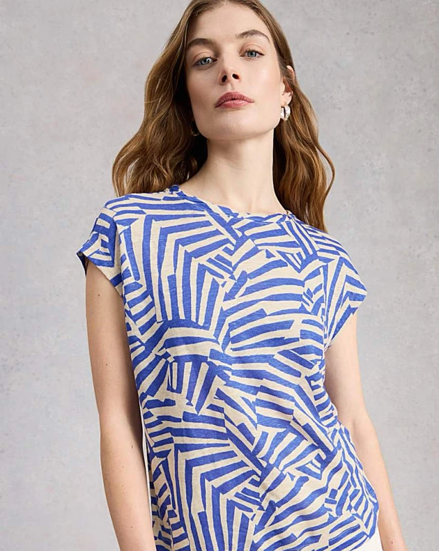 Image of White Stuff White Stuff Rowan Tee Blue Print - White Stuff - Size: 10 Blue Print Female 10 ZD53601