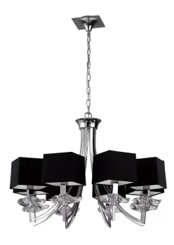 Image of Akira Ceiling Pendant 8 Light E14, Polished Chrome with Black Shades