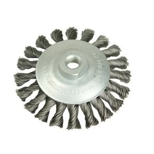 Image of Lessmann Conical Knot Brush 100mm M14 Bore, 0.35 Steel Wire