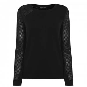 Image of DKNY Long Sleeve Mesh Crew Sweatshirt - Black BLK