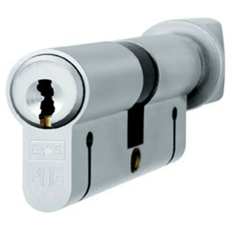 Image of Loops 70mm Euro Cylinder & Turn Lock Keyed to Differ 15 Pin Satin Chrome Door Multi unisex
