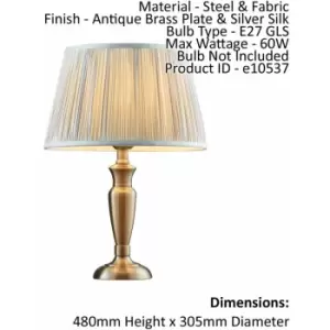 Image of Loops - Table Lamp Antique Brass & Silver Silk 60W E27 gls Base & Shade e10245