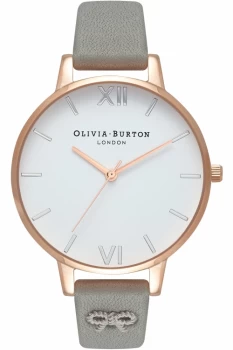 Image of Ladies Olivia Burton Vintage Bow Grey Silver & Rose Gold Watch OB16VB06