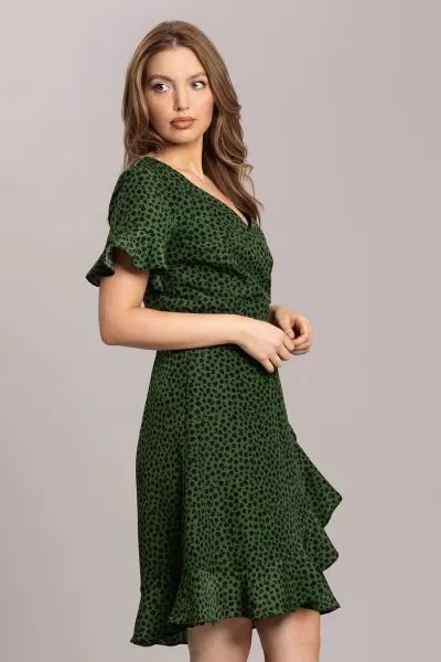 Image of Animal Print Wrap Dress