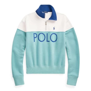 Image of Polo Ralph Lauren Chest Logo Zip Top - White/TikiGreen