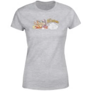 Image of The Flintstones Family Car Distressed Womens T-Shirt - Grey - XL