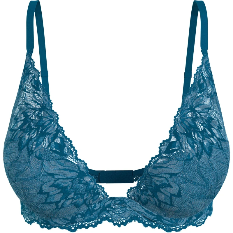 Image of Calvin Klein Seductive Comfort Lace Trim Bra - Blue Blue 32B