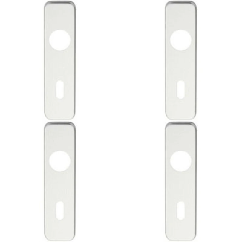 Image of Loops 4x PAIR Door Handle Lock Backplate for Safety Levers 154 x 40mm Satin Aluminium Multi