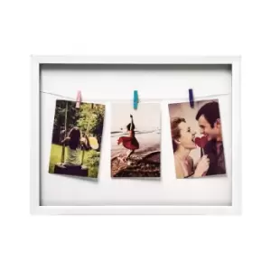 Image of Premier Housewares Washing Line Photo Frame 3 Peg - White Plastic Frame
