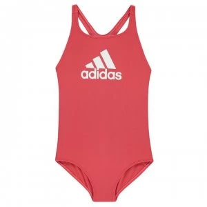Image of adidas Girls Badge Of Sport Swimsuit - Glory Red