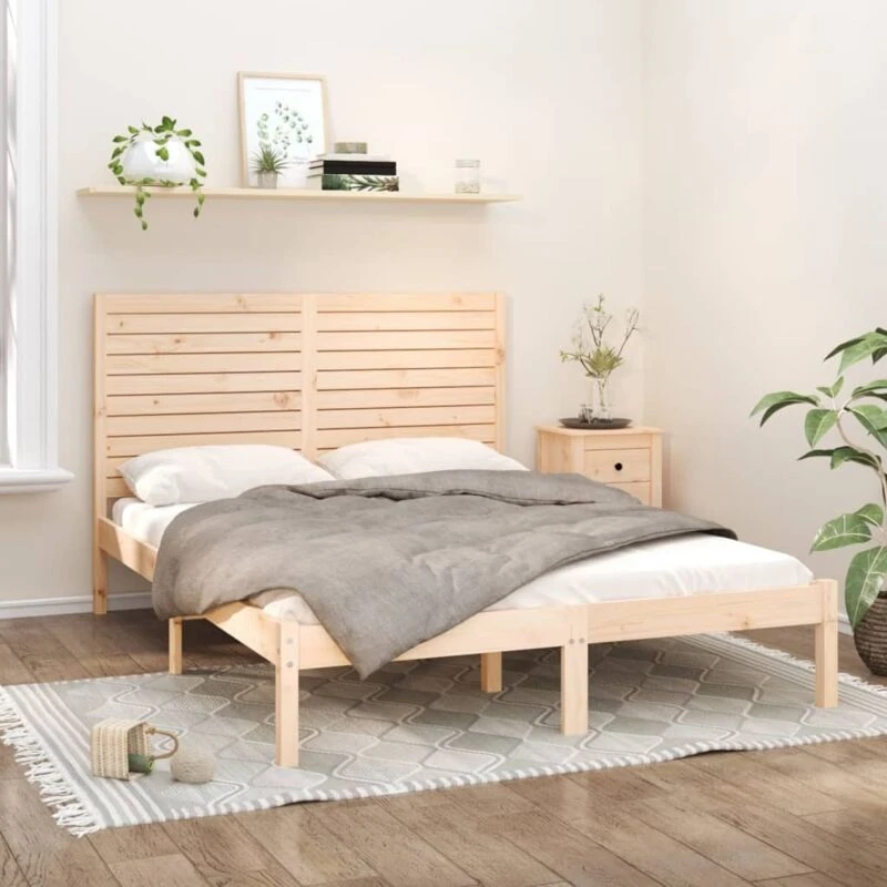Image of VIDAXL Bed Frame without Mattress 150x200cm King Size Solid Wood Vidaxl 8720287033639