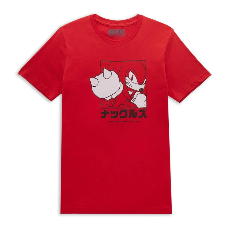 Image of Sonic The Hedgehog Knuckles Katakana Mens T-Shirt - Red - XXL
