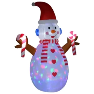 Image of HOMCOM Christmas Rotating Lighted Home Yard Novelty Inflatable Snowman Decoration