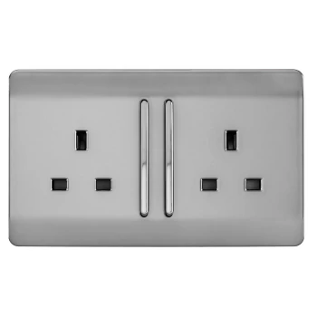 Image of TrendiSwitch Double Switched Socket - Stainless Steel