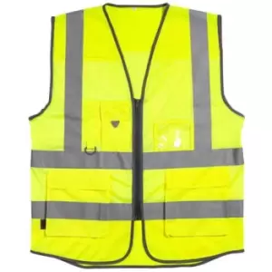 Image of Warrior Unisex Adult Executive Hi-Vis Mesh Waistcoat (3XL) (Fluorescent Yellow) - Fluorescent Yellow