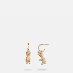 Image of Coach Womens Pave Rexy Huggie Earrings - Gold/Crystal