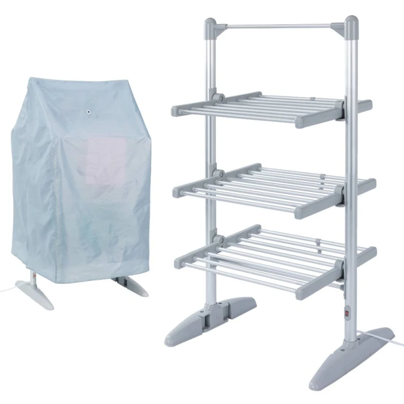 Image of Glamhaus Electric Heated Airer with Cover 248W Low Energy Foldable in Silver Silver Unisex