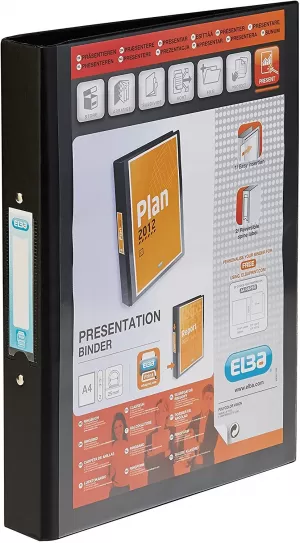Image of Elba Vision A4 Presentation Ring Binder PVC 2 O Ring 25mm Black Pack of 10