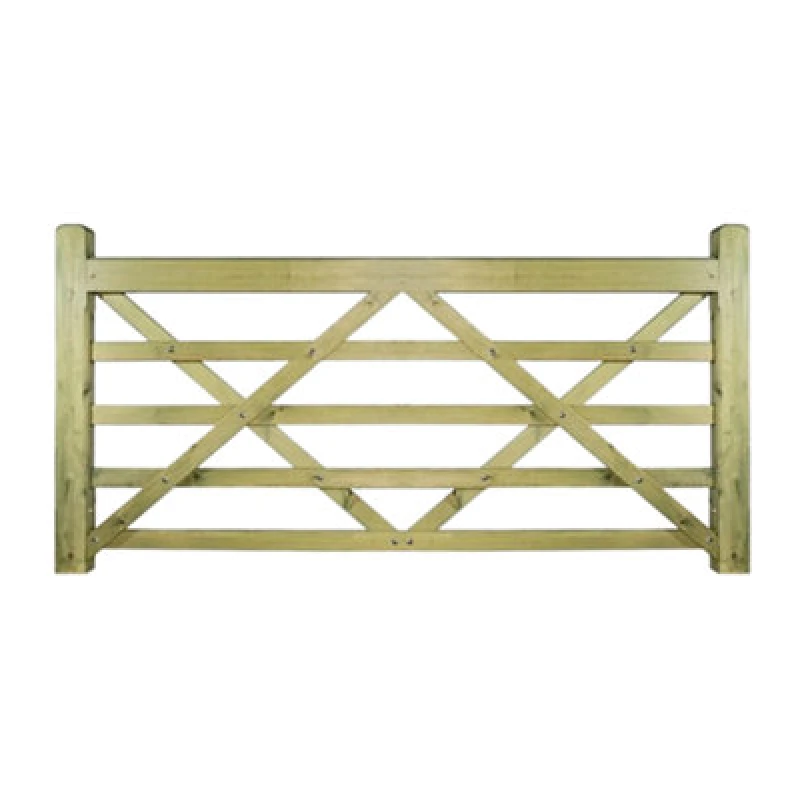 Image of Burbage Iron Craft Evin 5 Bar Wooden Farm Field Gate 3600mm Wide X 1200mm High Ev25S