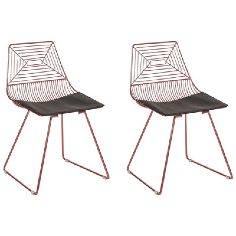 Image of Beliani Set Of 2 Dining Chairs Beatty Metal Rose Gold
