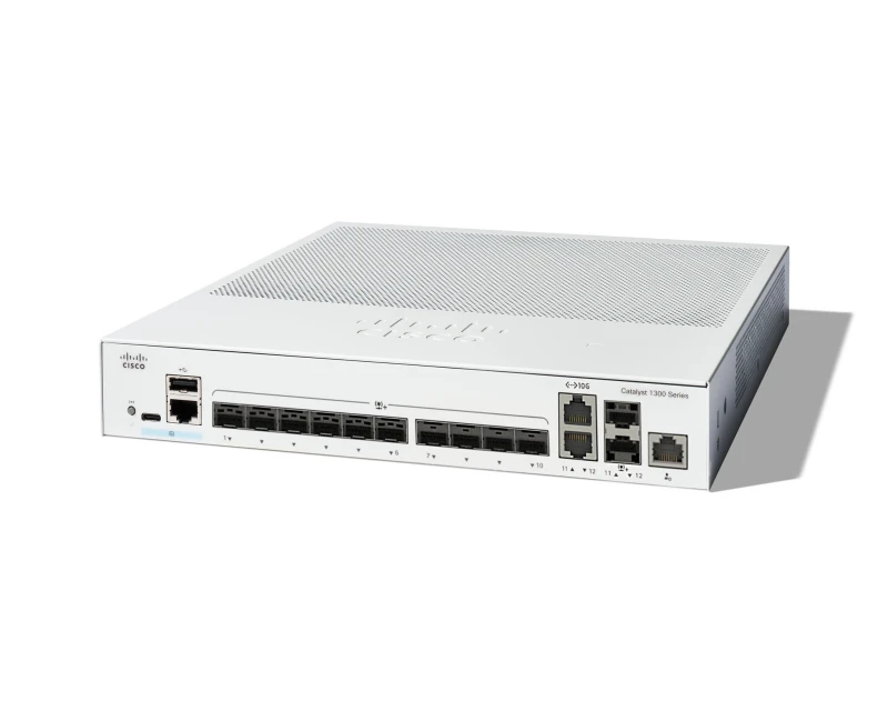 Image of Cisco Catalyst 1300 Series 1300 10-Port 10Gigabit Base-Port SFP+ Smart L3 Rack Mountable Switch C1300-12XS Grey