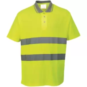 Image of Portwest Cotton Comfort Reflective Safety Short Sleeve Polo Shirt (Pack of 2) (L) (Yellow) - Yellow