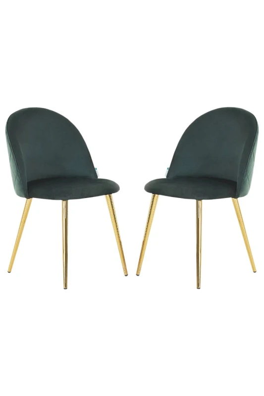 Image of Life Interiors Life Interiors Set of 2 Lucia Ergonomic Velvet Dining Chairs with Wooden Legs, Modern Upholstered Accent Chair in Beige Beige One Size