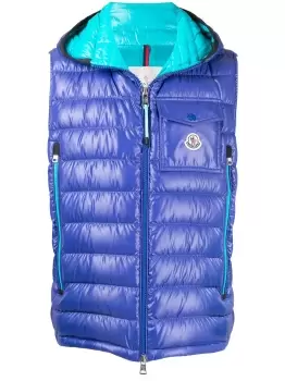 Image of MONCLER Ragot logo-patch padded gilet Blue