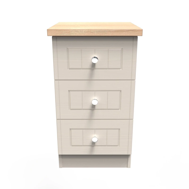 Image of Ready Assembled 2 U Norton 3 Drawer Bedside Cabinet (Ready Assembled) in Taupe Size: Small Taupe Unisex Small