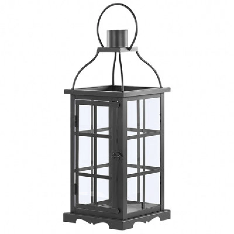 Image of Beliani Garden Lantern Lantern Clara Metal 52cm Black