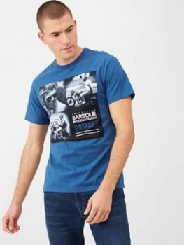 Image of Barbour International Steve Mcqueen Triple Print T-Shirt - Blue