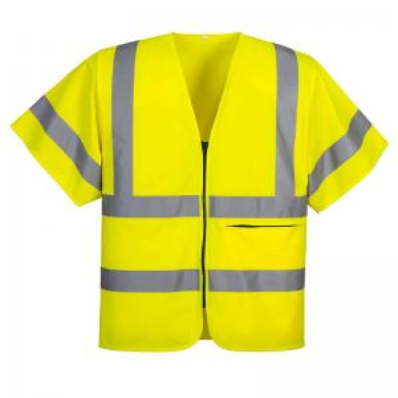 Image of Portwest Short Sleeve Hi Vis Waistcoat with Pocket C372YERS Colour: Yellow
