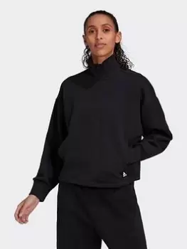 Image of adidas Future Icons Badge of Sport Quarter-Zip Sweatshirt, Black Size M Women