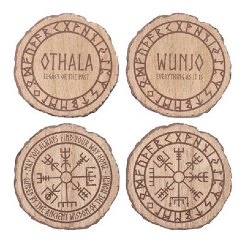 Image of Something Different Something Different Norse Mythology Wood Coasters (Pack of 4) in Natural Natural One Size Unisex 5063806897293